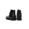 Hombres Rock Británico S Vestido de moda Black Buckles Man s genuina de tobillo de cuero zapatos pisos talones de personalidad Tamaño de la personalidad E A DR Buckl Boot Sho Flt Hl Pronlidad