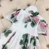 2021 summer green floral kids girl lovely chiffon princess dress retail clothes6360883