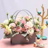 Bärbar blomma Box Kraft Paper Handy Presentväska med handhåll Bröllop Rose Party Förpackning Kartong för Wrap1