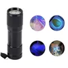 Lampe de poche UV en alliage d'aluminium Portable 9 LED Ultra Violet Torch Light Invisible Blacklight Detection Ink Marker DHL Free