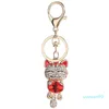 7 стилей Smile Cat Keychain Crystal Key Fob Chrinestone Keyrings Котенок Подвеска Подвеска Ключ Сумка Автомобильные Брелки Ювелирные Изделия