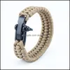 Joyería Charm Pulseras Xinyao Supervivencia Paracord Pulsera Hombres Equipo de cámara al aire libre Tejido Paracaídas Cuerda trenzada Acero inoxidable Gota Delive