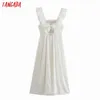 Tangada mode volants fleurs broderie coton longues robes pour femmes femme décontracté robe de plage 3H523 210609