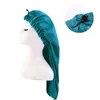 Kobiety Długo Długięce Elastyczna Satin Bonnet Sleeping Cap Z Przyciskiem Składany Oddychający Turban Sen Headwear