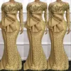 Robes de soirée de paillettes d'or scintillantes de l'épaule sirène manches longues Designer 2022 robe de soirée de bal sur mesure, plus la taille, vêtements d'occasion formelle