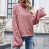 Pull tricoté à col roulé Pulls Flare Manches Mohair Crop Tops Automne Hiver Vintage Casual Rose 210427