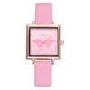 Women's Square Wristwatches New Quartz Watch with Wrinkled Leather Strap for Women COLOUR seven
