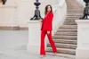 3 Pieces Red Women Blazer Suits Slim Fit Leisure Lady Photograph Wide Leg Pants Party Prom Outfit Coat(Jacket+Vest+Pants)