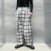 IEFB /men's wear niche autumn and winter black and white plaid pants men's loose all-match casual woolen trousers 9Y3873 210524