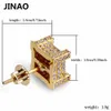 Jinao Hip Hop -mode Iced Out Bling Stud örhängen Micro Pave Cubic Zircon Square Earring For Gift 2106163423265