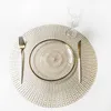 Guld Silvery Round Placemats Kitchen PVC Isolated Mats For Dining Tables Drink Coasters Coffee Cup Pad Home Restaurant Decor PA292N