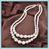 Beaded Necklaces & Pendants Jewelry Fashion Chic Double Layer Fake Pearl Beads Bride Bridesmaids Chains For Women Ladies Female Wedding Gift