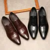 Noir café italien mode hommes chaussures de fête en cuir véritable Oxford chaussure hommes italien luxe mariage bureau richelieu chaussures habillées