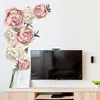 Peony Rose Muursticker, Roze en Beige Waterdichte Peel Stick Verwijderbare Decor voor Woonkamer Slaapkamer Nursery Sofa TV achtergrond