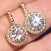 Dangle & Chandelier Crystal Round Classic Drop Earrings 5A Zircon Luxury Rose Gold White Copper Earring Bridal Wedding Jewelry Gift
