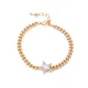 Fashion Cubic Zirconia Star Gold Charm Bracelet Curb Cuban Link Chain Bracelets For Women Punk Jewelry Bijoux Femme Dropship