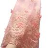 3d Appliqued French Lace Fabric 2024 High Quality Peach African Cord Net Nigerian Laces Fabrics for Aso Ebi Wedding