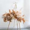 装飾的な花の花輪ウェディングシャンパンフローラル人工花の列アレンジメントロードリードボールトリウムマリエージバックドロップウォールDECO7771993