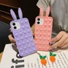 Rabbit Pop It Push Bubble Phone Cases para Iphone 13 12 11 PRO MAX 6 7 8 Plus Fidget Reliver Stress Funda de silicona 50pcs / lot