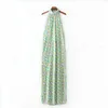 Abito Donna Verde Stampa Halter Lungo Donna Vintage Backless Sexy Maxi Estivo es Beach Party es 210519