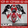 Yamaha Yzf R 1 1000 CC YZF-R1 YZF-1000 00-03 Bodywork 90no.6 1000cc Yzf R1 YZFR1 02 03 00 01 YZF1000 2002 2003 2000 2001 OEM 페어링 키트 레드 화이트 블크