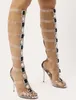 Сексуальные Bling Gemstone PVC Relds Sandals Boots Boots Peep Toe Пряжка T-Breate Rhinestone Diamond Clean Clear Hource Sace Summer Beeties
