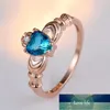 Blue Green Crystal Cluster Pierścionki Cyrkon Heart Closdagh Dla Kobiet Wedding Moda Biżuteria Rose Gold Rainbow Stone Engagement Promise Ring Factory Cena Ekspert
