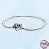 Bracciale classico in argento sterling 925 per donna gioielli fai-da-te adatti ciondoli Pandora perline stile albero genealogico moda con scatola originale