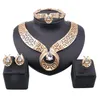 Dubaï or couleur cristal bijoux femmes Costume nigérian fête de mariage collier boucle d'oreille bracelet anneau ensembles de bijoux