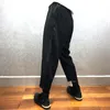 Youth Black Slim Loose Cropped Pants Dark All-match Cotton And Linen Thin Section Handsome Wide-leg Trend Men's