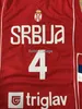 4 MILOS TEODOSIC Team Sérvia Basquete Jersey costurada personalizada qualquer número e nome Jerseys