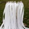 --(50Pieces/Lot)Style A white ribbon wedding wands with silver bell Wedding Ribbon Stick,ribbon Twirling Streamers 211105