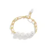 Punk 2022 Gold Color Baroque Pearl Chain Bracelets For Women Irregular Beaded Couple Pendants Bangles Hand Jewelry Gift