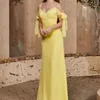 Robe de demoiselle d'honneur en mousseline de soie jaune, fermeture éclair au dos, longueur au sol