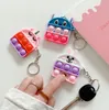 Högkvalitativ barn Vuxen Push Bubble Fidget Sensory Toy Key Ring Pedagogiska Anti-Stress Toys Decompression Keychain