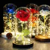 Cadeau de saint valentin, fleur la belle et la bête, Rose dans un dôme en verre, lampe Led, décoration idéale pour petite amie