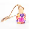 Floral Art Printed Hanging Car Air Freshener Perfume Diffuser Fragrance Bottle Random Color Empty Glass Perfume Bottle