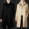 Trench da uomo Uomo Uomo Giacca a vento monopetto Abbigliamento da uomo Soprabito sottile Manica lunga 2021 Designer Primavera Nero Autunno