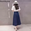 Nomikuma Plus Size 3xl Denim Skirt Women Solid Color Single Breasted High Waist Skirts A Line Korean Style Faldas Mujer 3c685 210514