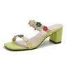 Morazora وصول النساء النعال سميكة الكعوب مربع تو السيدات أحذية أزياء الزهور مختلط الألوان الأحذية امرأة 210506
