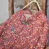 Johnature Women Vintage Print Blommiga Klänningar Ställ Långärmad Robes Tjock Varm Vår Kinesisk Stil Kvinnor Klädsel 210521