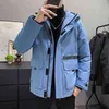 Hooded Winter 90% Vit Duck Down Jacket Män Quilted Tjock Parkas Cargo Coat Puffer Man Waistcoat Pocket Parka 2021 Y1103