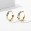 Hoop & Huggie Simple Design Classic Geometric Round Crystal Earrings For Women Fashion Gold Color Metal Hexagon Small Jewelry