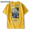 Gonthwid engraçado Fumar Van Gogh Camisetas Streetwear Harajuku Estilo Mens Hip Hop Street Tshirts 2020 Verão Moda Masculino Tops Tee Y0322