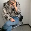 Daily Ulzzang Abstract Ink Women Shirt Coreano Retro stampato manica lunga Chic stile giapponese Studenti Camicie allentate in chiffon sottile 210601