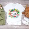 Kobiety 2020 Lato Ananas Akwarela Owoce Cute Cartoon Lady T-shirty Top T Shirt Damska Graficzna Koszulka Kobiet T-Shirt X0628