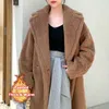 Sorte uma mulher inverno mais lonxita pele quente casaco de manga longa feminina grosso urso de pelúcia casaco casual softwears 211129