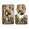 Free 3pcs Green Flower Banyo Bathroom Carpet Toilet U Type Bath Mats Set Non Slip Pad Tapis Salle De Bain Alfombra Bano 211026