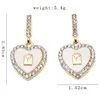 18K Plaqué Or Marque De Luxe Designers Lettre Boucles D'oreilles Géométrique Coeur De Pêche Simple Célèbre Femmes Incrustation Cristal Strass Boucle D'oreille Cadeau De Fête De Mariage Bijoux