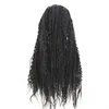 HD Box заплетенный вьющимися синтетическими кружевами передний парик черный цвет симуляции человеческих волос фронтальные парики, которые выглядят реально 191016-1